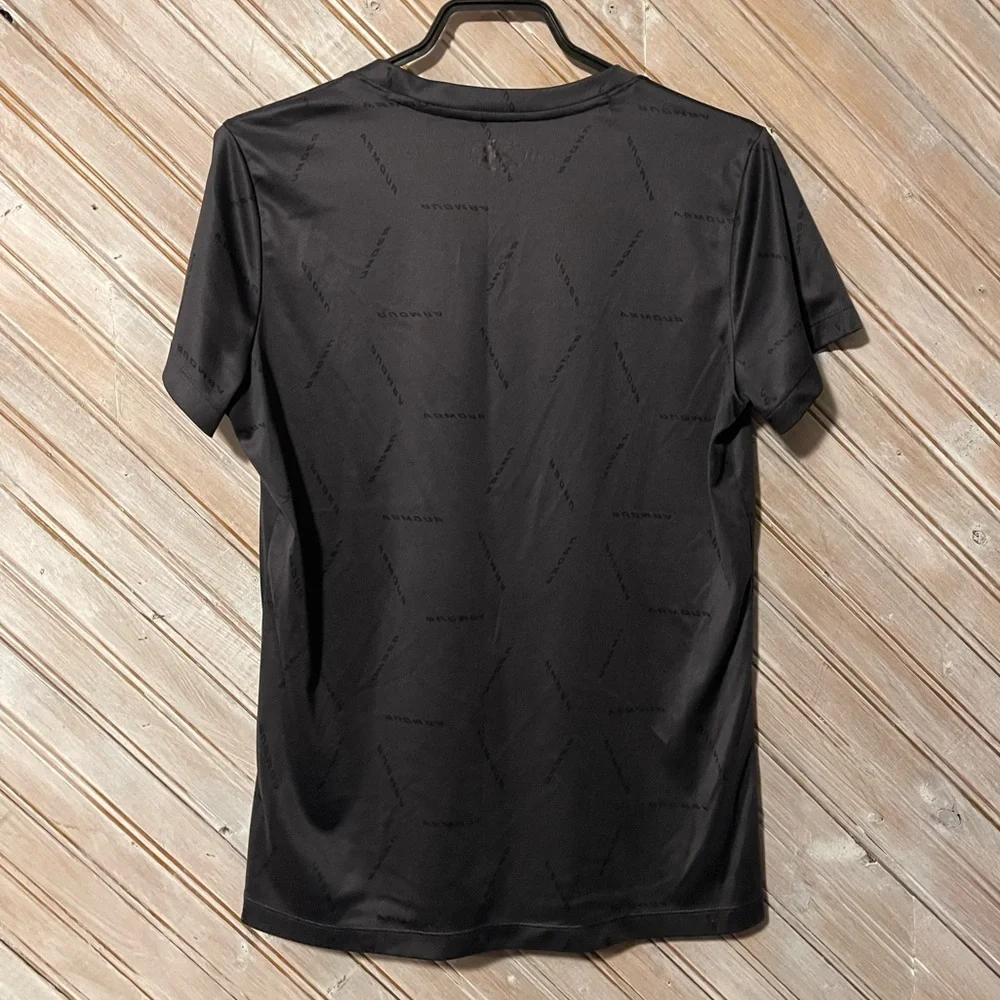 Under Armour Black & Grey Short Sleeve V Neck Tee Soft Athletic Workout Loose - Picture 7 of 8